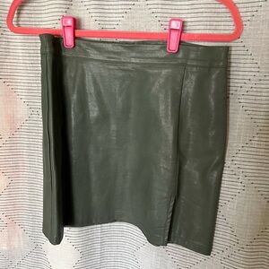 Olive Green Leather Skirt